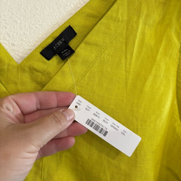J. Crew Bow Tie Shoulder Linen Tank in Chartreuse Limoncello size XXL NWT - Picture 8 of 10